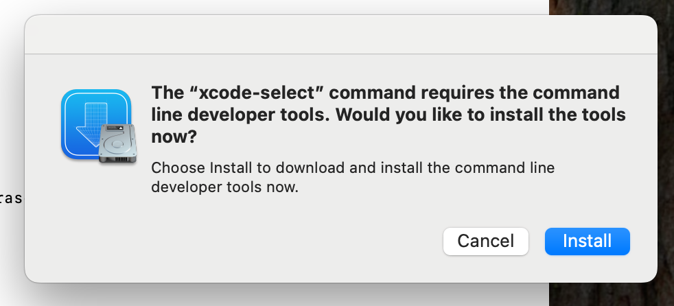 xcode-select --install gui prompt